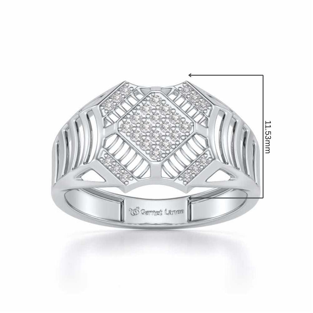 Celestial Shine Silver Ring For Men - White Gold - Image 5