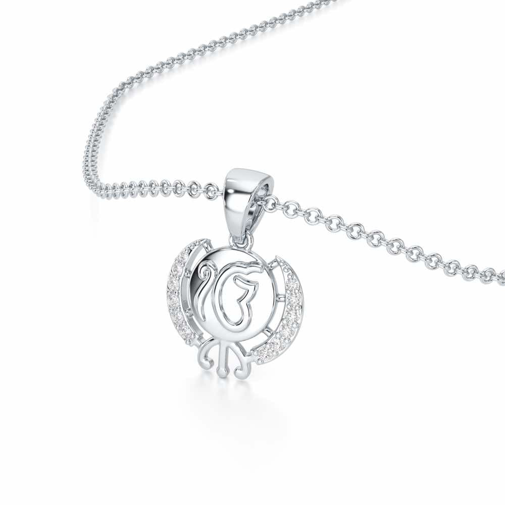 Onkar Grace Silver Pendant - White Gold - Image 2