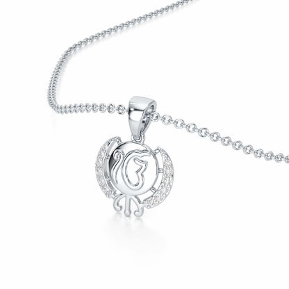 Onkar Grace Silver Pendant - White Gold - Image 2