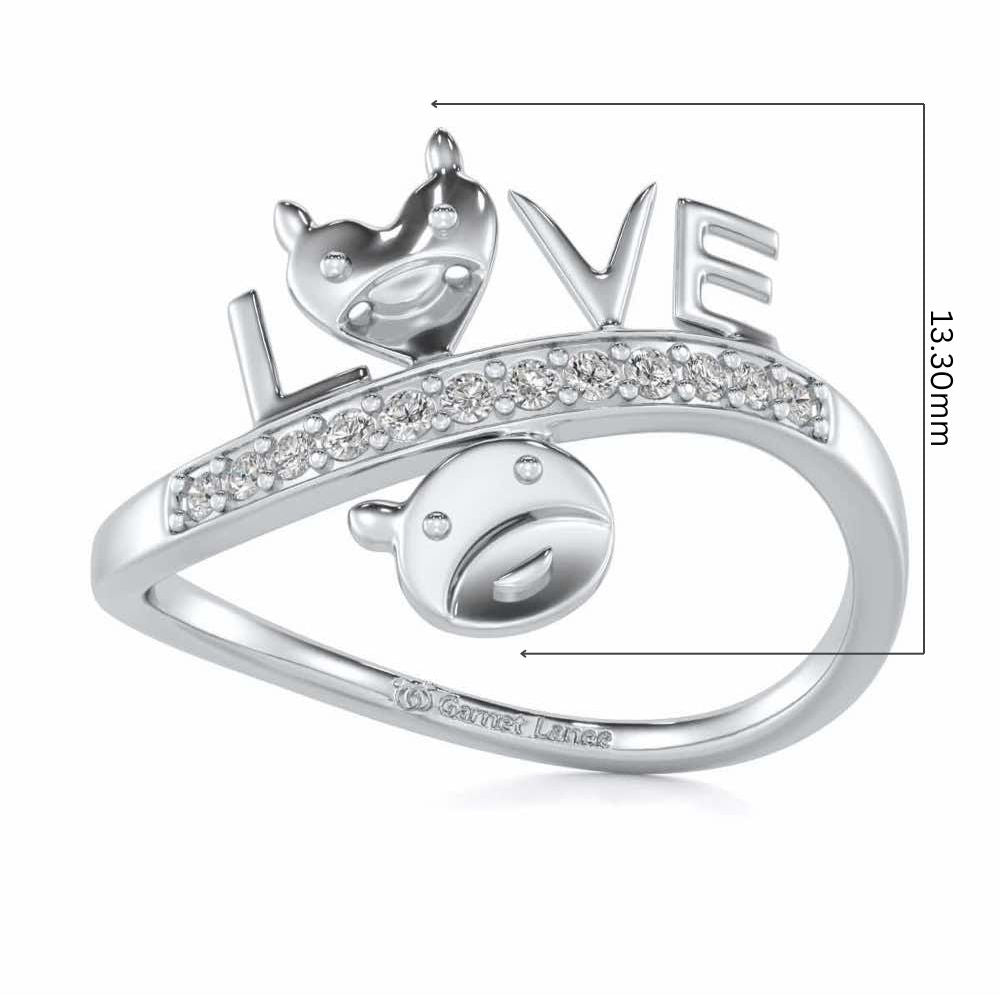 Smiley Heart Silver Ring - White Gold - Image 5