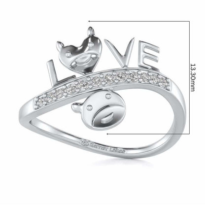 Smiley Heart Silver Ring - White Gold - Image 5