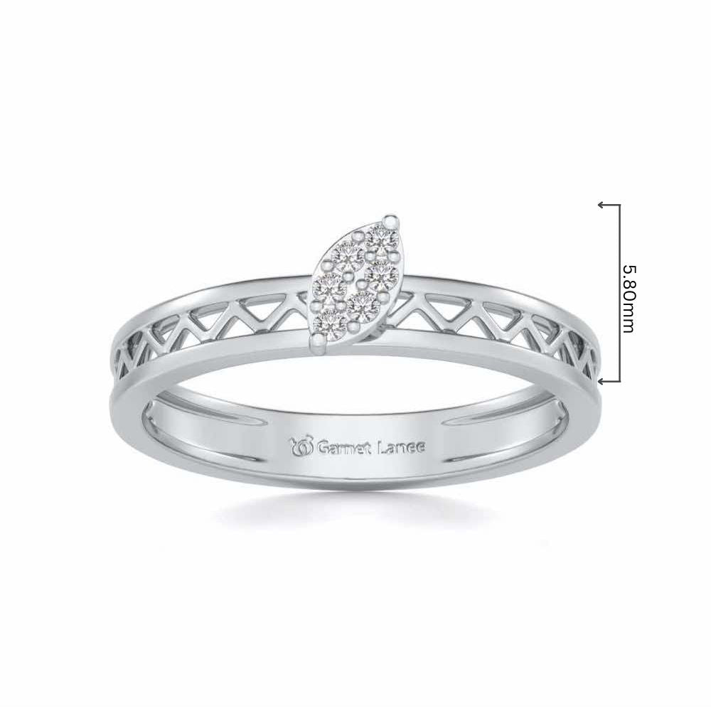 Leaf Silver Band Ring - White Gold - Image 5