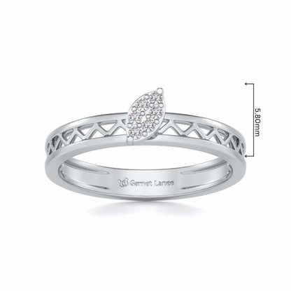 Leaf Silver Band Ring - White Gold - Image 5
