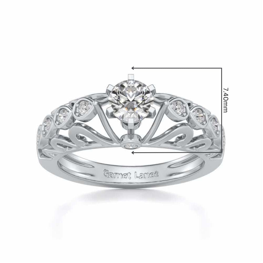 Apexed Glow Solitaire Silver Ring - White Gold - Image 5