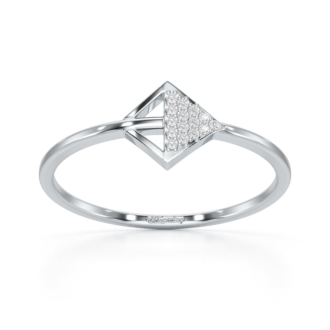 Glowing Gem Silver Ring - White Gold - Image 2