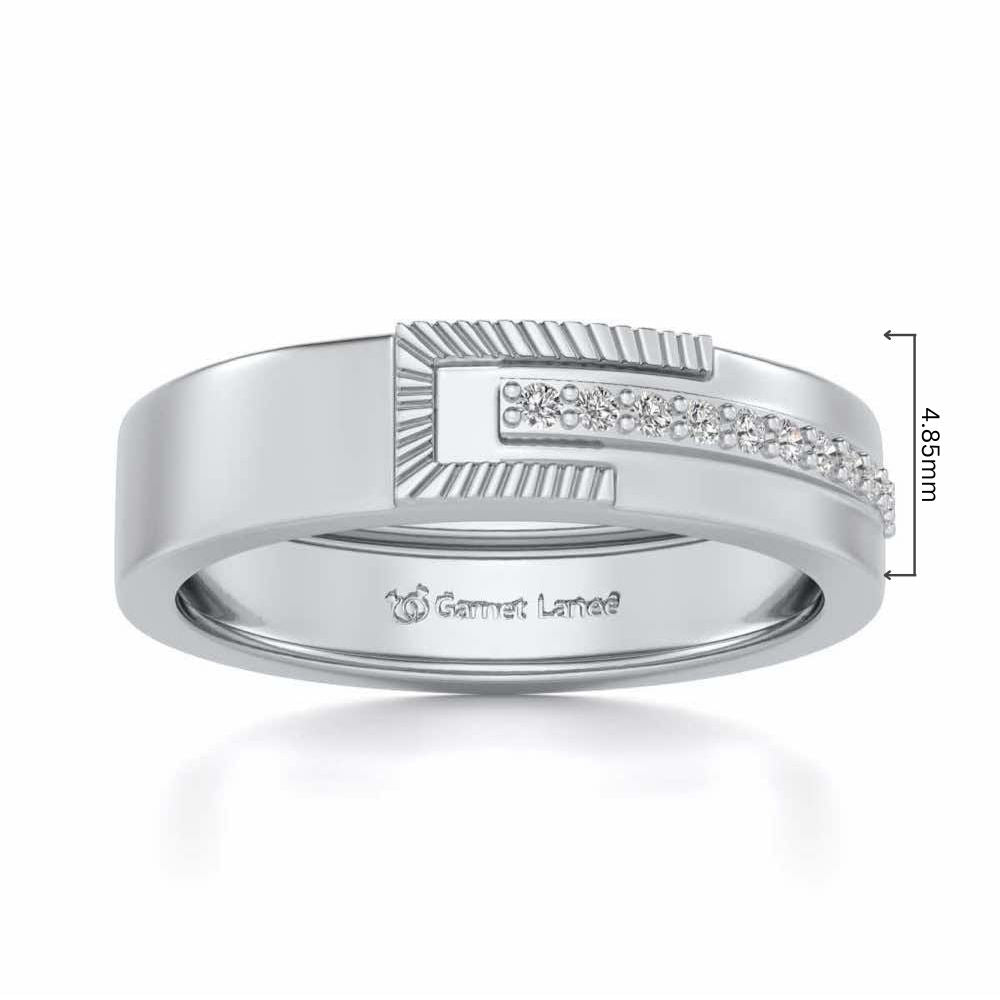 Semi-hinged Silver Band Ring - White Gold - Image 5