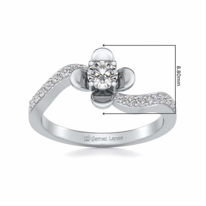 Twisted Bloom Solitaire Silver Ring - White Gold - Image 5