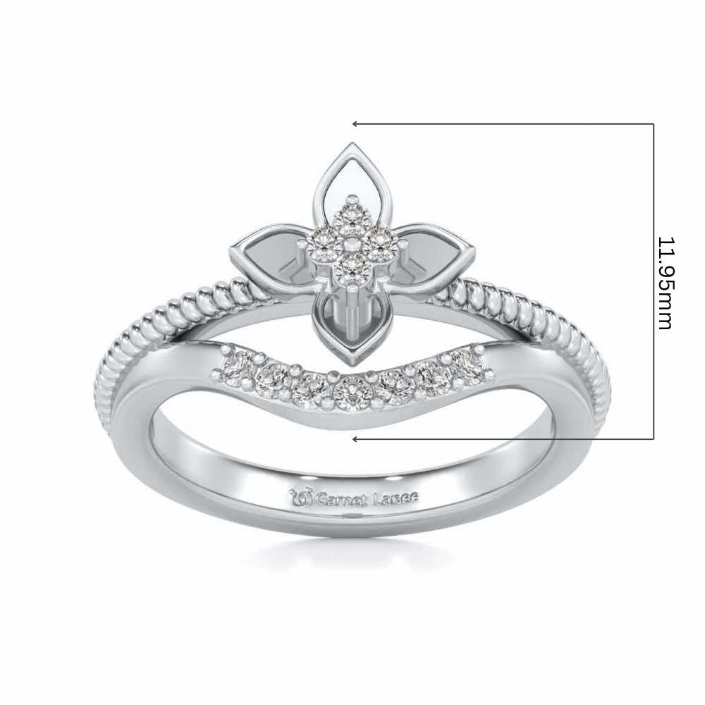 Cue Flower Silver Ring - White Gold - Image 5