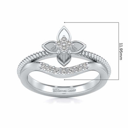 Cue Flower Silver Ring - White Gold - Image 5