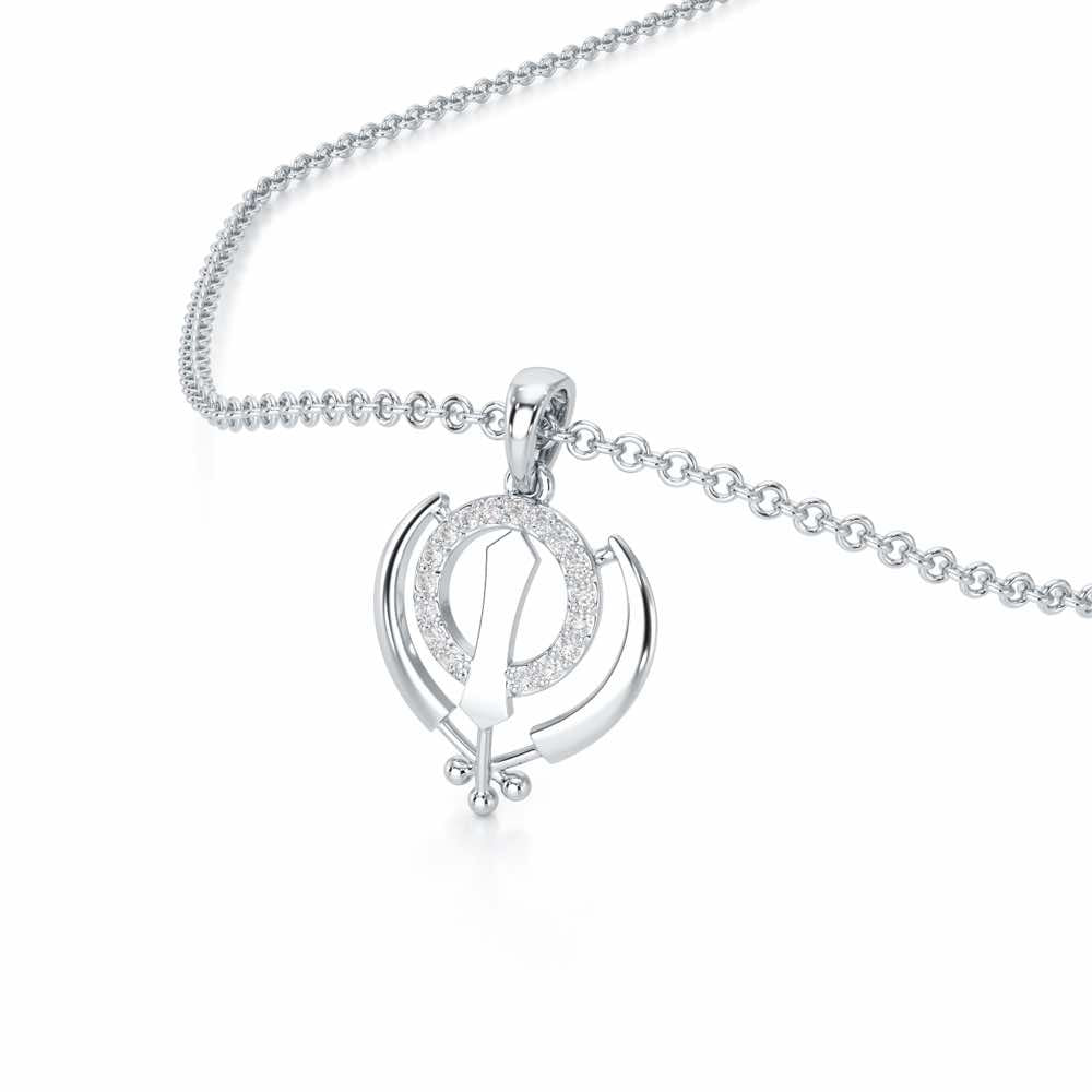 Khalsa Meher Silver Pendant - White Gold - Image 2