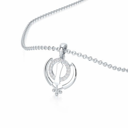 Khalsa Meher Silver Pendant - White Gold - Image 2