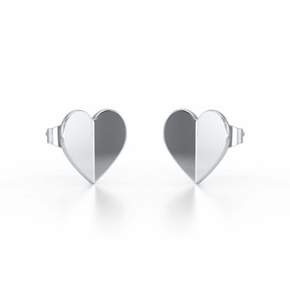 Trinket Heart Silver Earring Studs - White Gold - Image 2