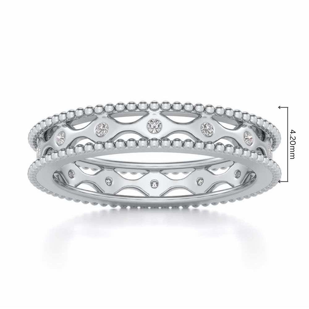 Wavy Shine Silver Band Ring - White Gold - Image 5