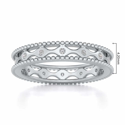 Wavy Shine Silver Band Ring - White Gold - Image 5