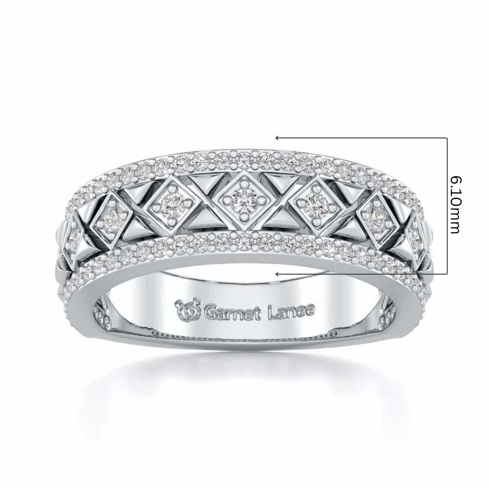 Glitz Bash Silver Band Ring - White Gold - Image 5