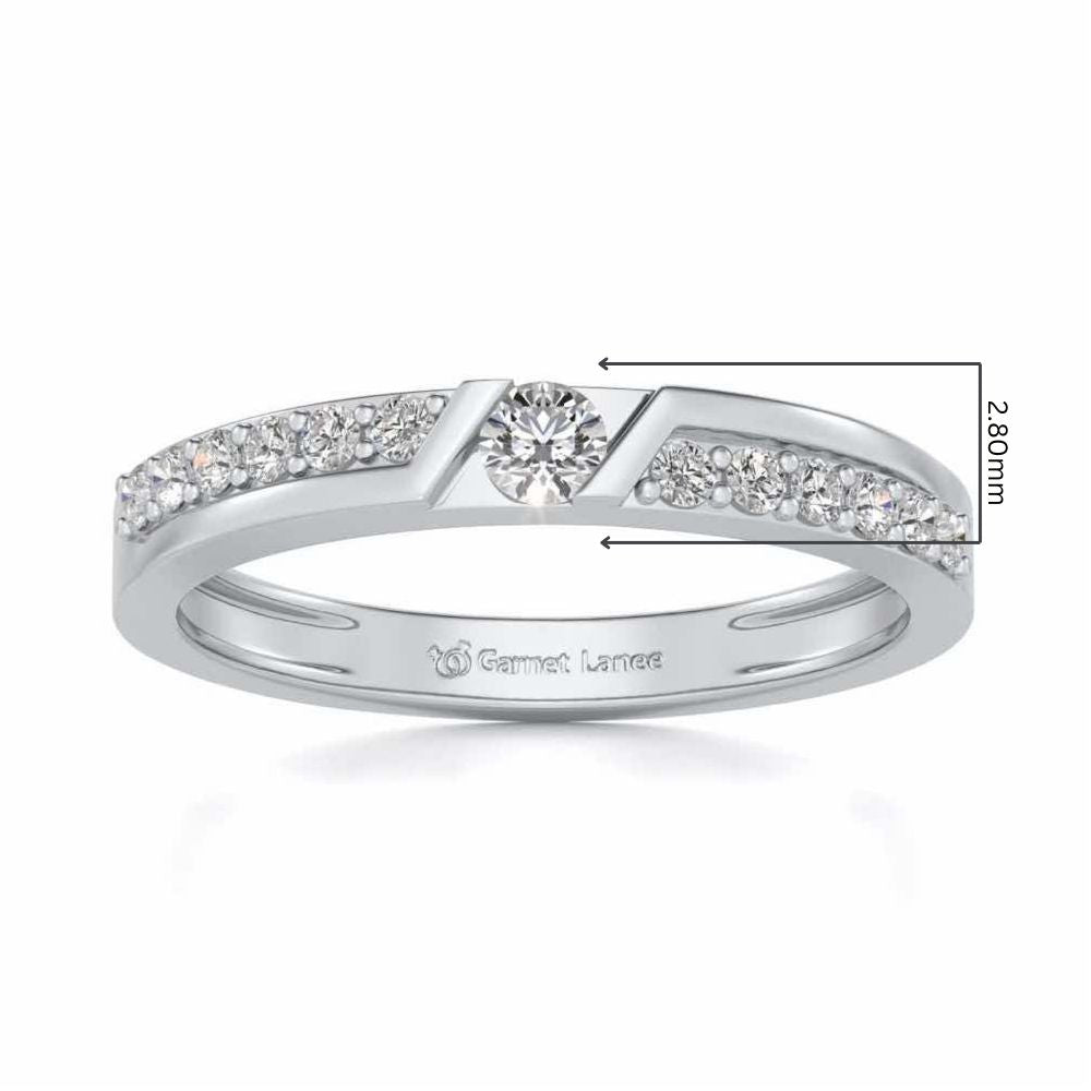 Damsel Solitaire Silver Ring - White Gold - Image 5