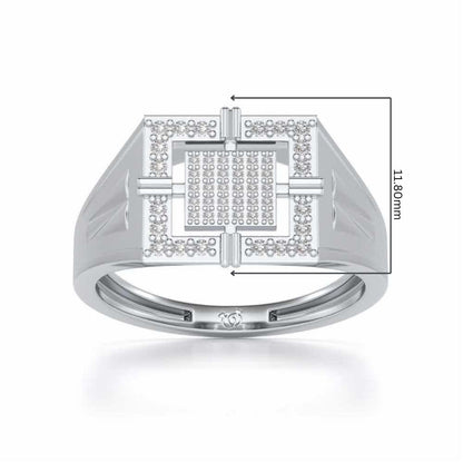 Kingly Glow Silver Ring For Men - White Gold - Image 5