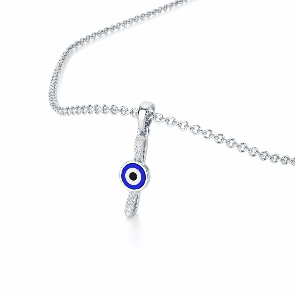 Warding Gaze Silver Pendant - White Gold - Image 2