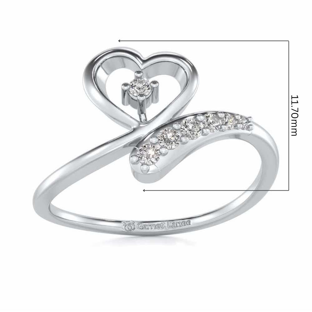 Cute Lil Heart Silver Ring - White Gold - Image 5