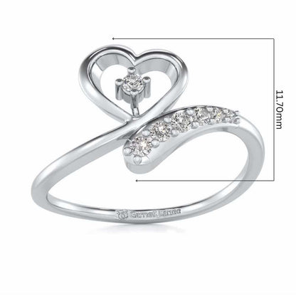 Cute Lil Heart Silver Ring - White Gold - Image 5