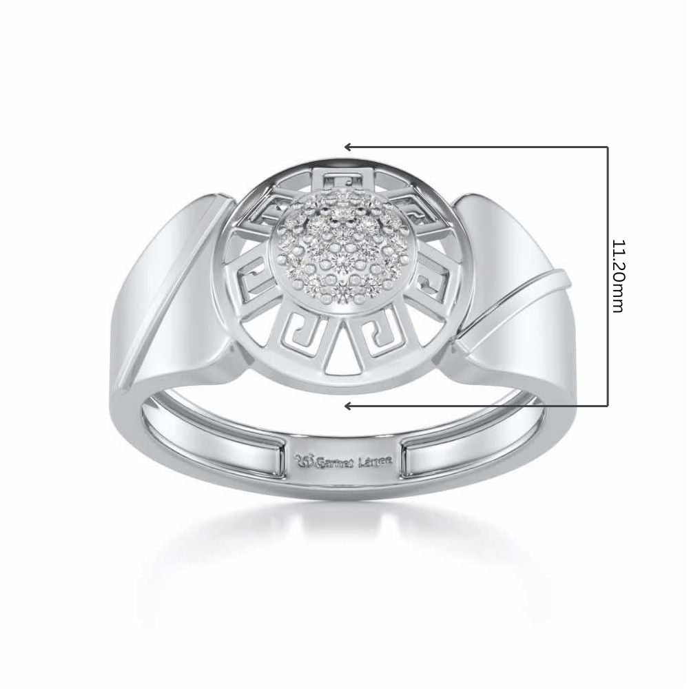 Pinnacle Silver Ring For Men - White Gold - Image 5