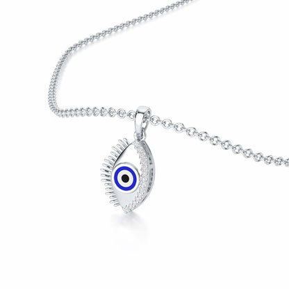 Blue Eye Silver Pendant - White Gold - Image 2