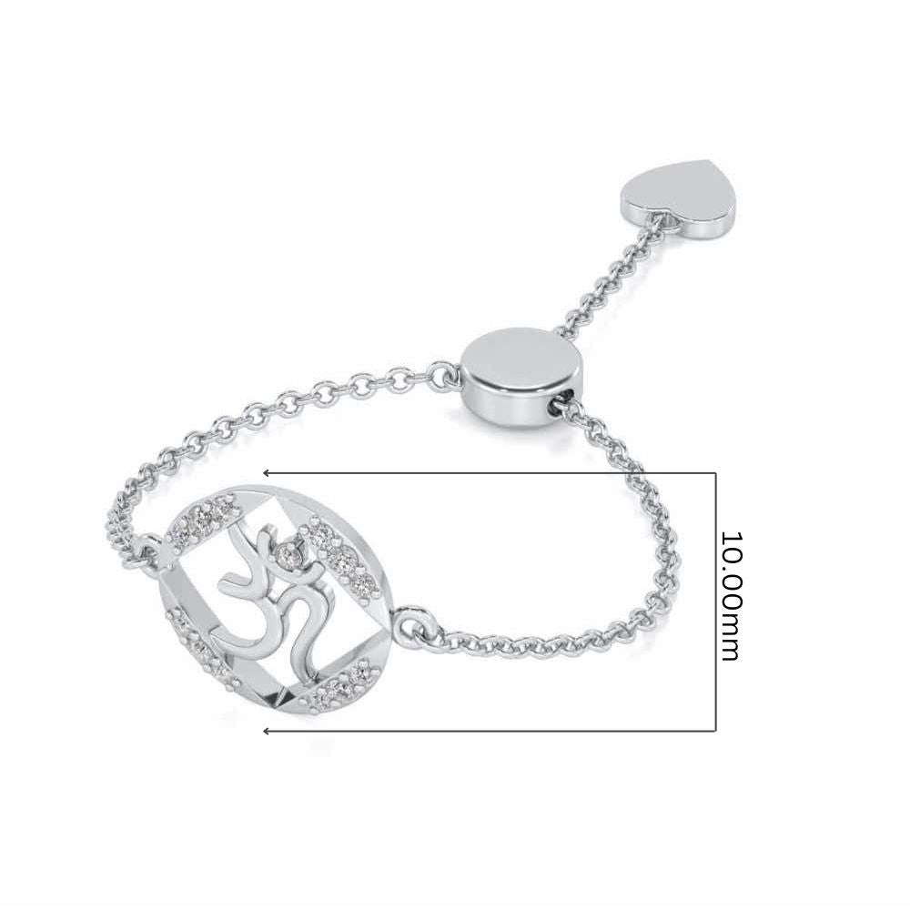 Om Shanti Adjustable Silver Ring - White Gold - Image 5