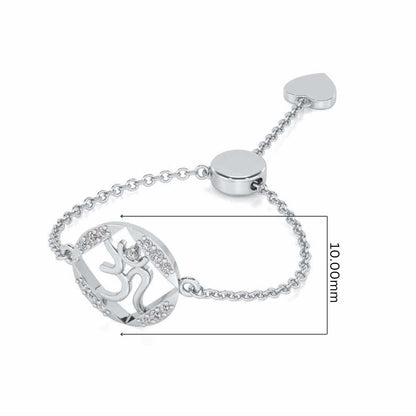 Om Shanti Adjustable Silver Ring - White Gold - Image 5