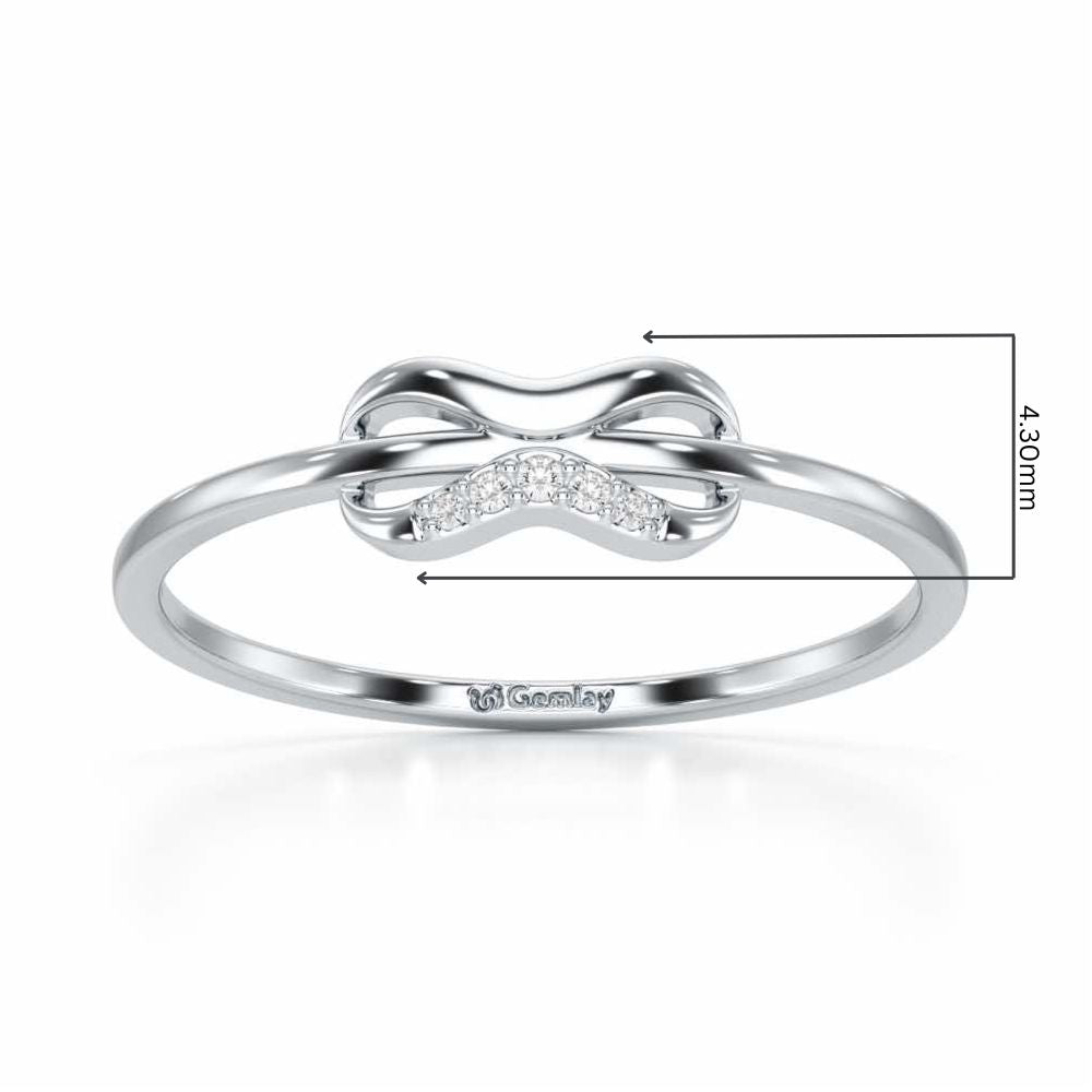 Quirky Wave Silver Ring - White Gold - Image 2