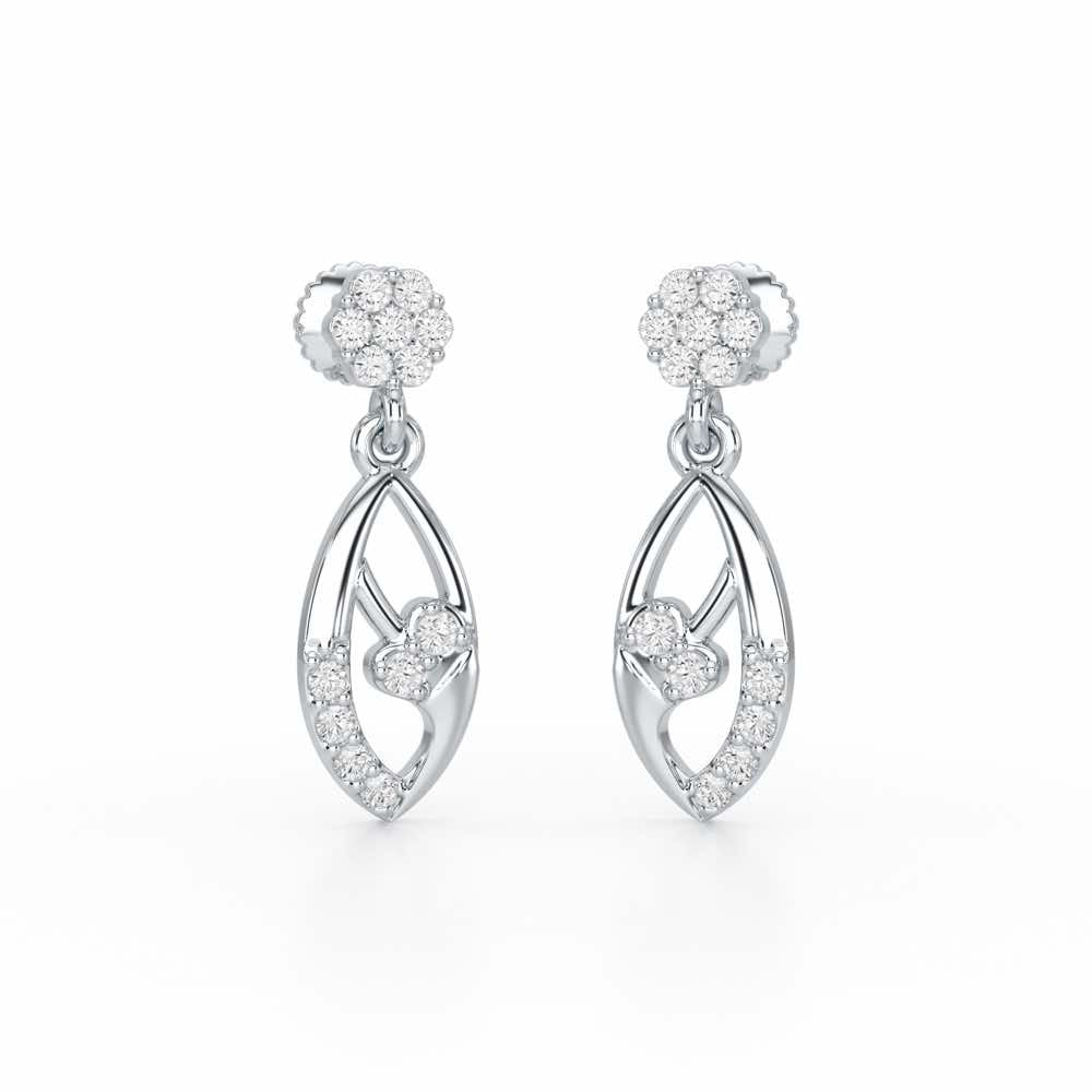 Flawless Epitome Dangler Silver Earrings - White Gold - Image 2