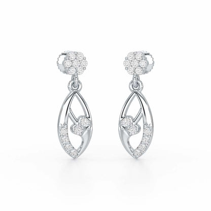 Flawless Epitome Dangler Silver Earrings - White Gold - Image 2