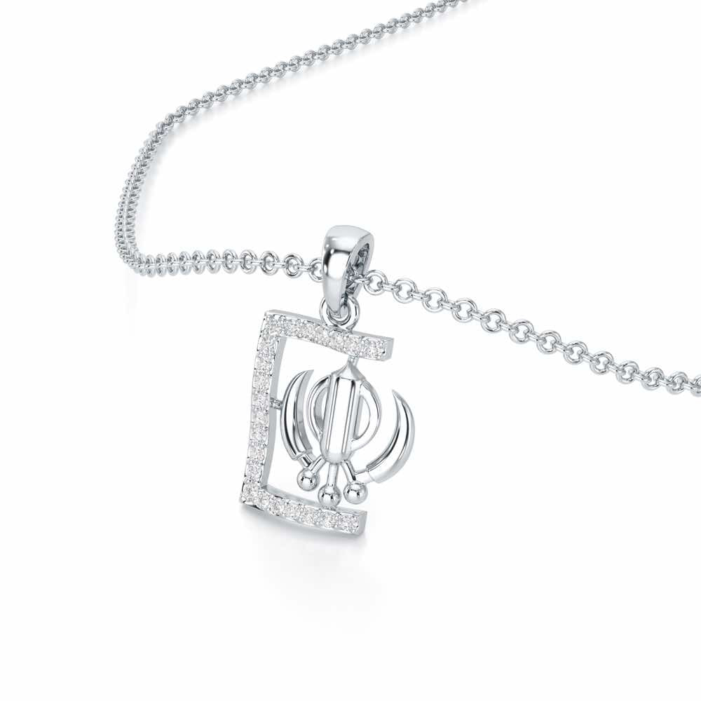 Khalsa Aura Silver Pendant - White Gold - Image 2