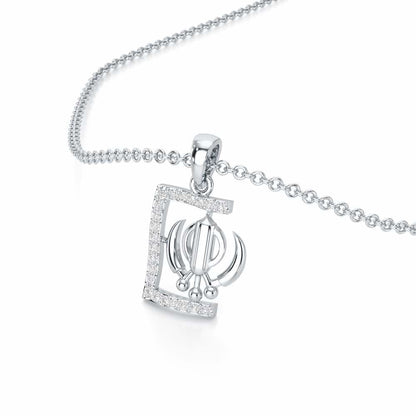 Khalsa Aura Silver Pendant - White Gold - Image 2