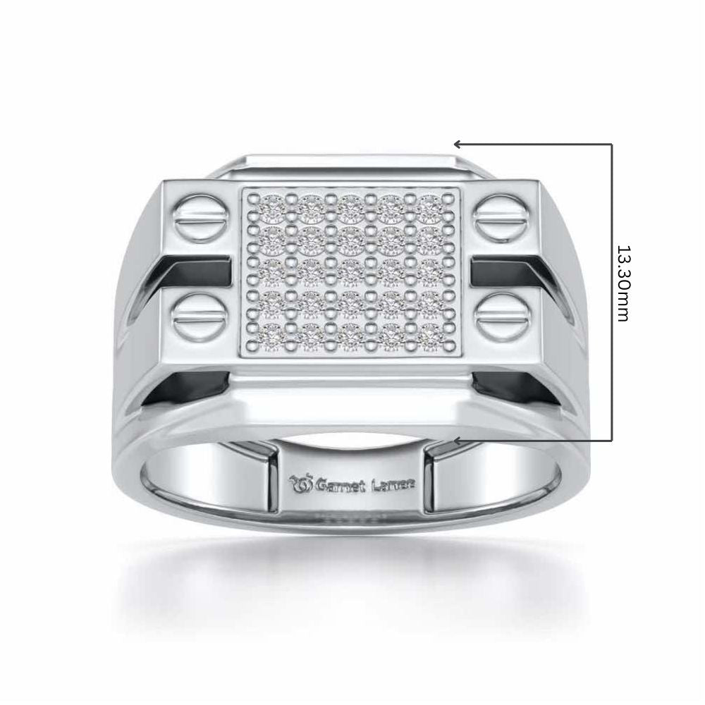 Grandeur Silver Ring For Men - White Gold - Image 5