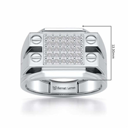 Grandeur Silver Ring For Men - White Gold - Image 5