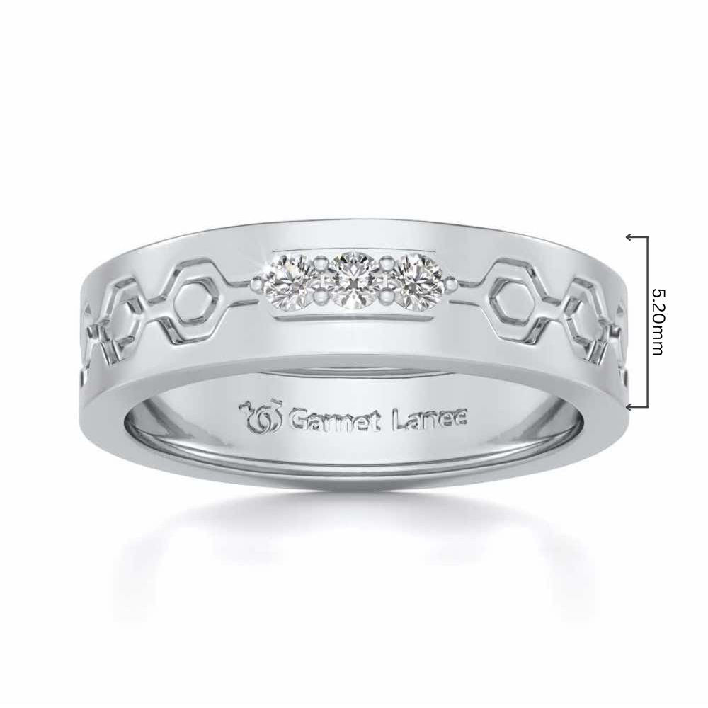Hexa Silver Band Ring - White Gold - Image 5