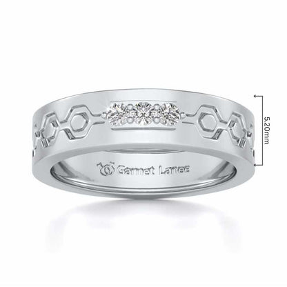 Hexa Silver Band Ring - White Gold - Image 5
