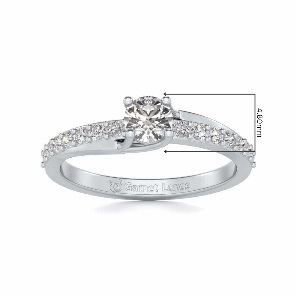 Subtle Solitaire Silver Ring - White Gold - Image 5