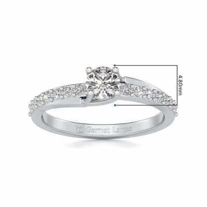 Subtle Solitaire Silver Ring - White Gold - Image 5