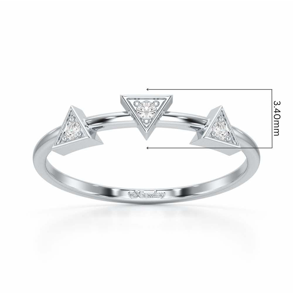 Triangle Trio Silver Ring - White Gold - Image 5