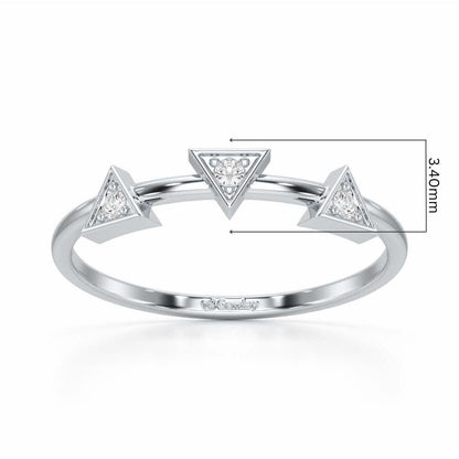 Triangle Trio Silver Ring - White Gold - Image 5