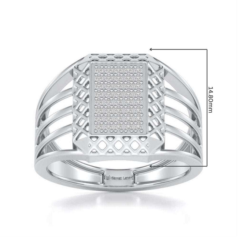 Taksh Silver Ring For Men - White Gold - Image 5