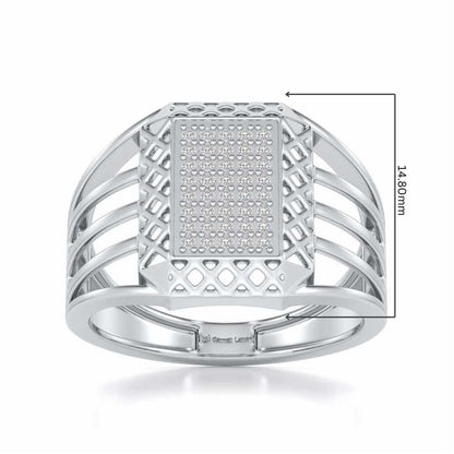 Taksh Silver Ring For Men - White Gold - Image 5