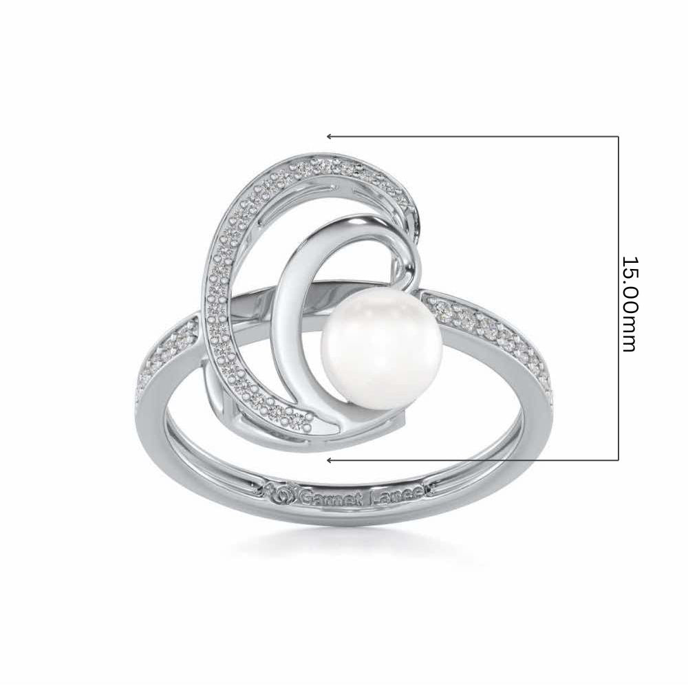 Oyster Silver Pearl Ring - White Gold - Image 5