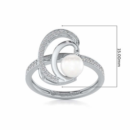 Oyster Silver Pearl Ring - White Gold - Image 5