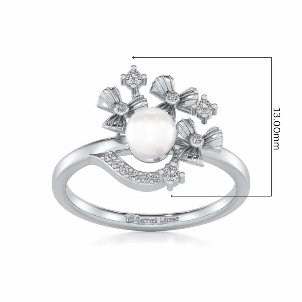 Light Silver Pearl Ring - White Gold - Image 5
