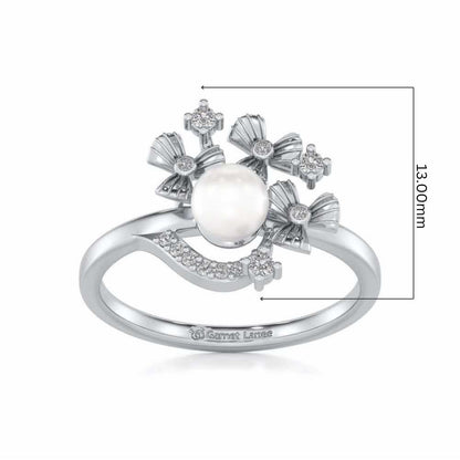 Light Silver Pearl Ring - White Gold - Image 5
