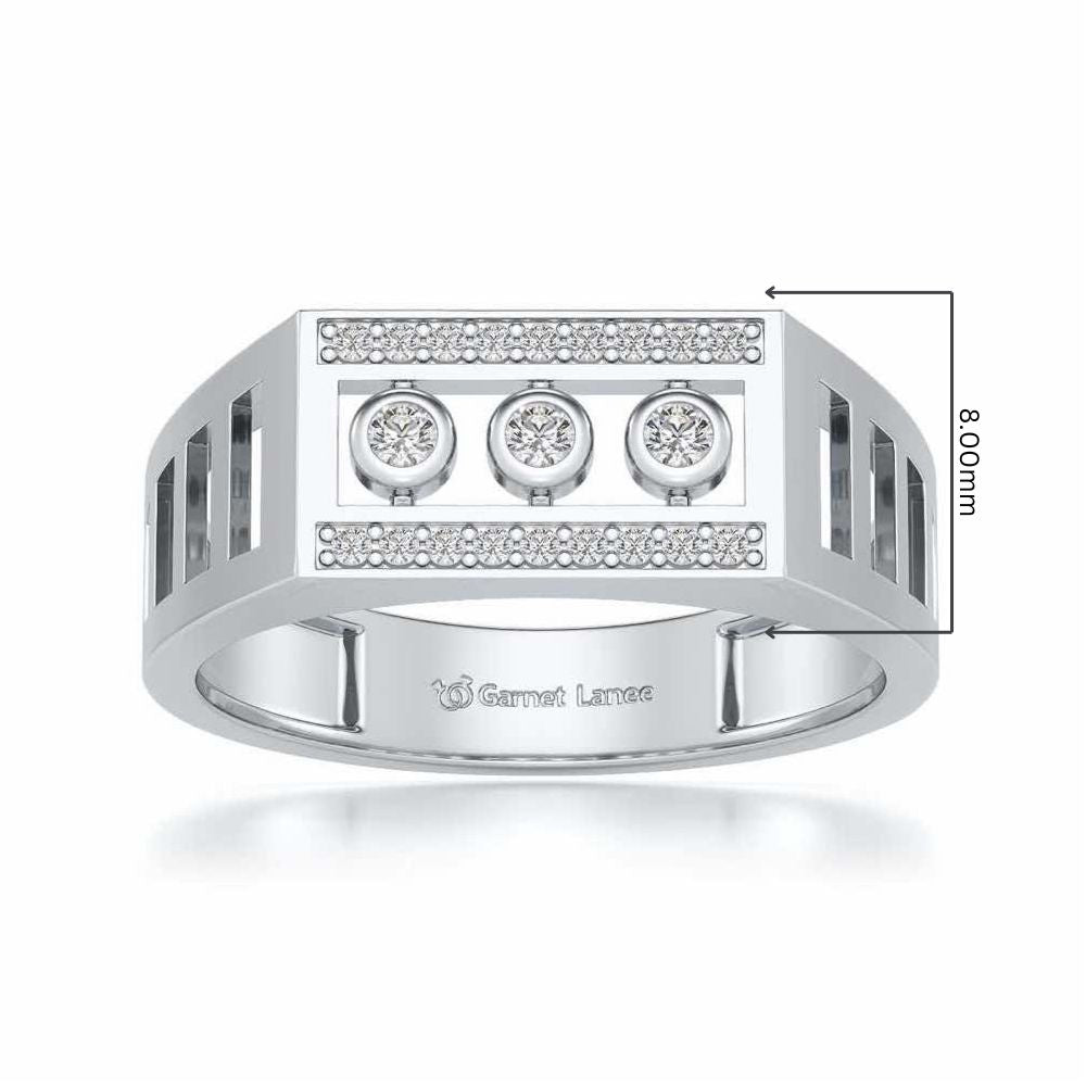 Three Dots Ring For Men - White Gold - Image 5