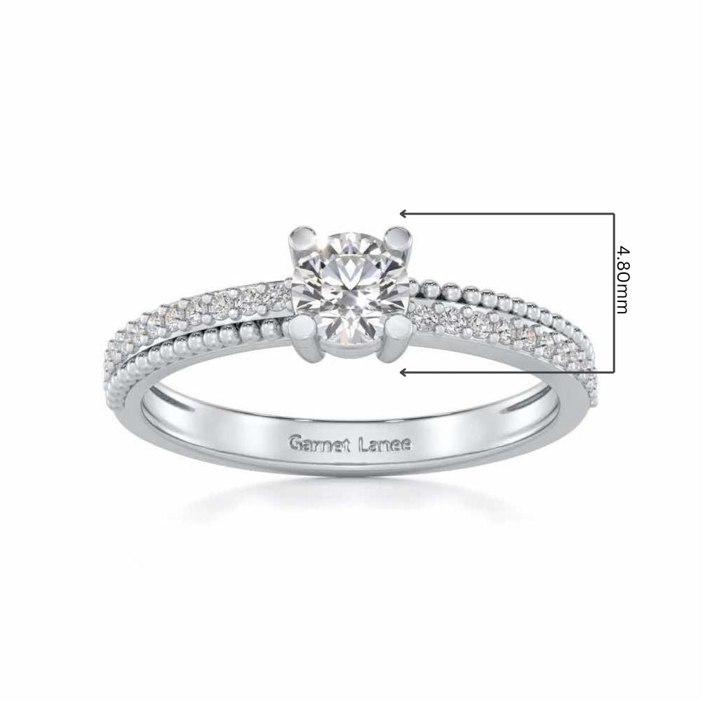Esteem Solitaire Silver Ring - White Gold - Image 5
