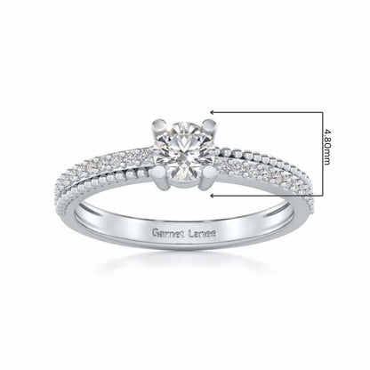 Esteem Solitaire Silver Ring - White Gold - Image 5
